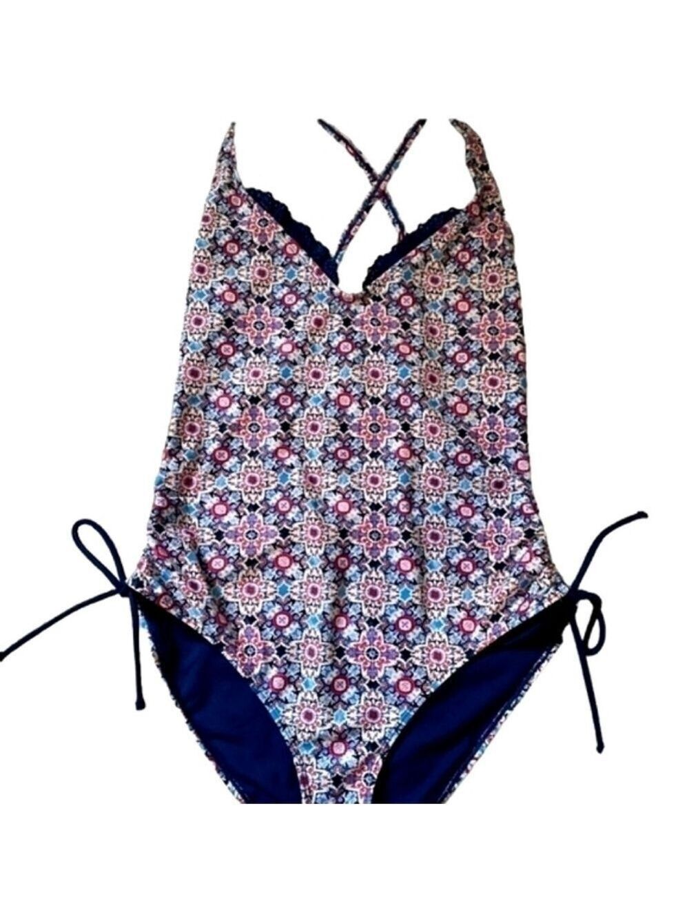 WINNERS One piece Blue Multi Colored Floral Print Bathing Suit Size XL